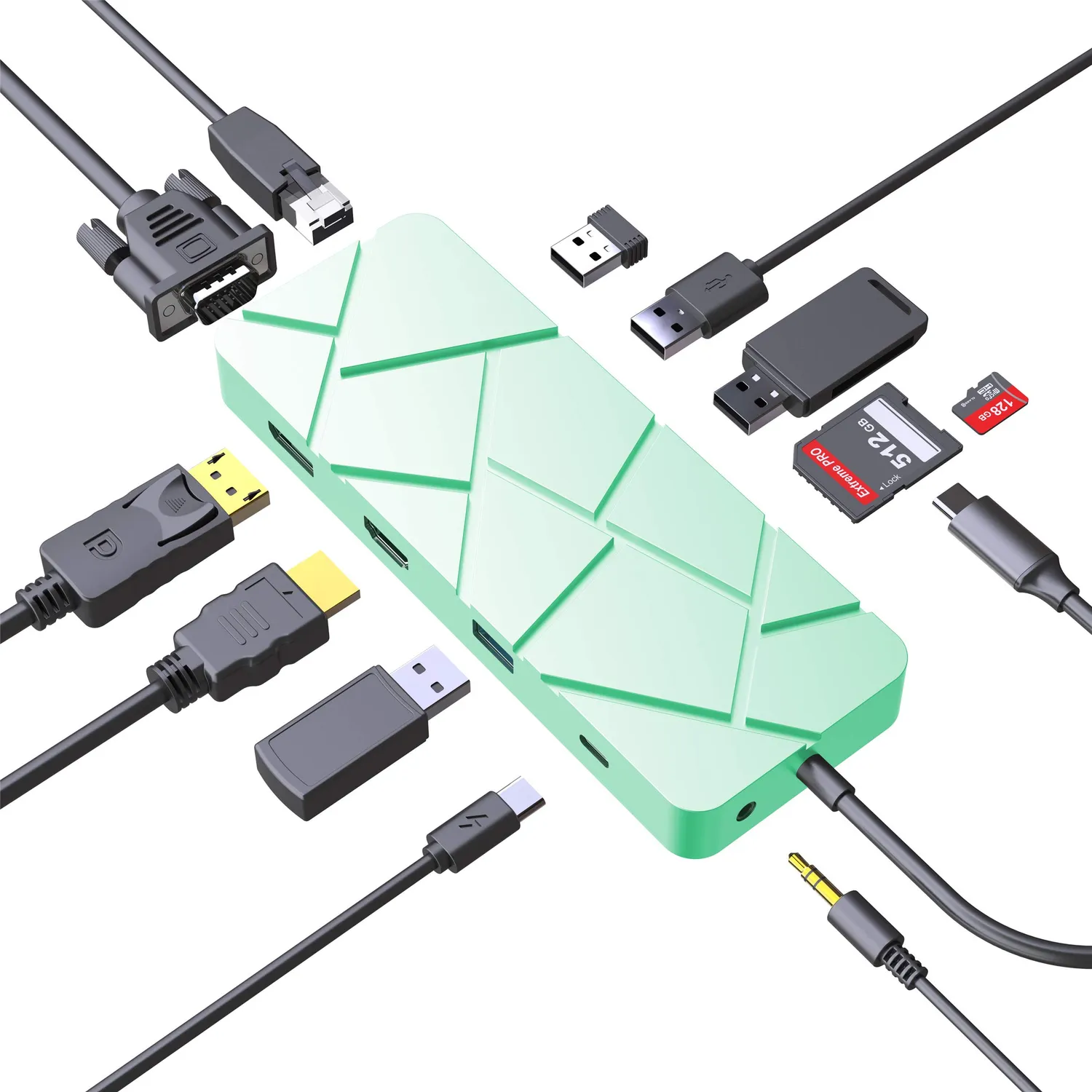 Guanda GD1 Hub USB-C 13 in 1 Verde Menta 4K