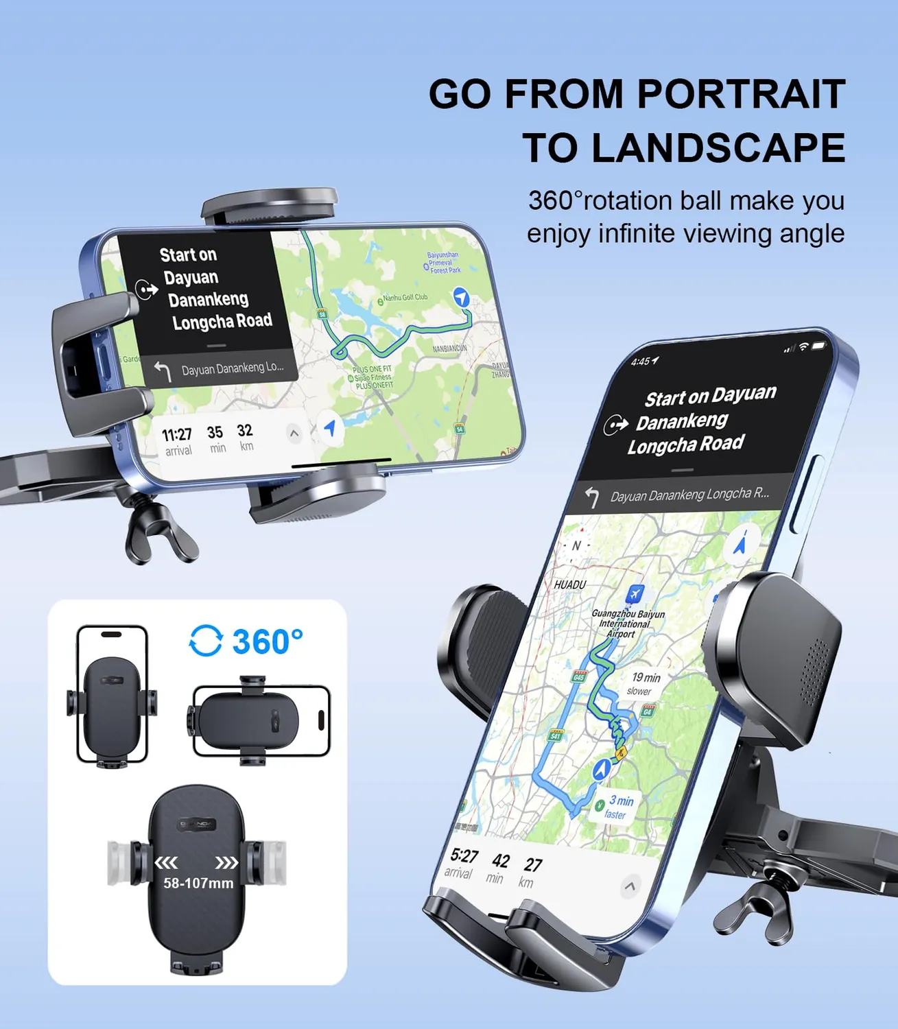 Guanda Porta Cellulare Auto Slot CD 360° 4-7''