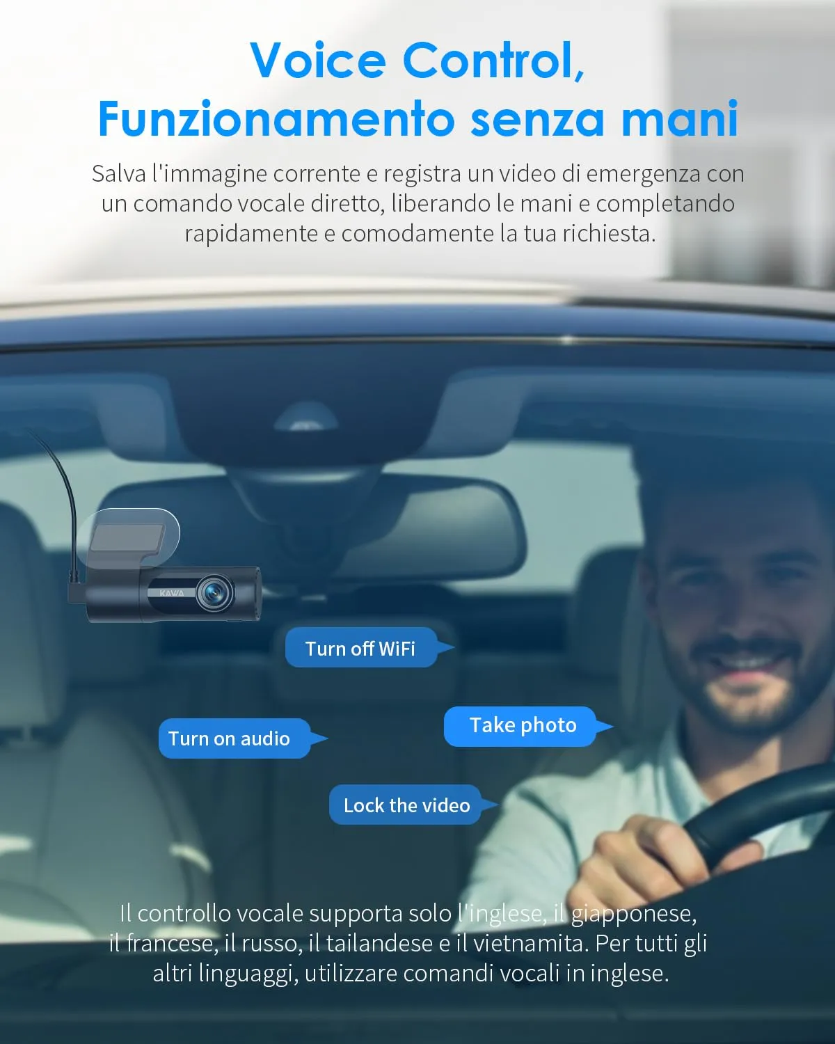 Kawa D6 Dash Cam 3K Girevole 360° Comando Vocale NightEagle