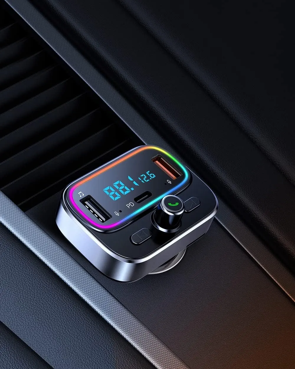 Guanda Trasmettitore FM Bluetooth Auto Doppio Microfono PD 20W LED