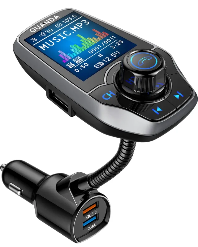Guanda Trasmettitore FM Bluetooth Auto Schermo 1,8 Doppia USB AUX