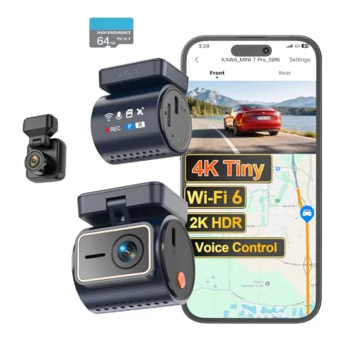 Kawa Mini Dash Cam 4K+1080P Anteriore Posteriore GPS NightEagle