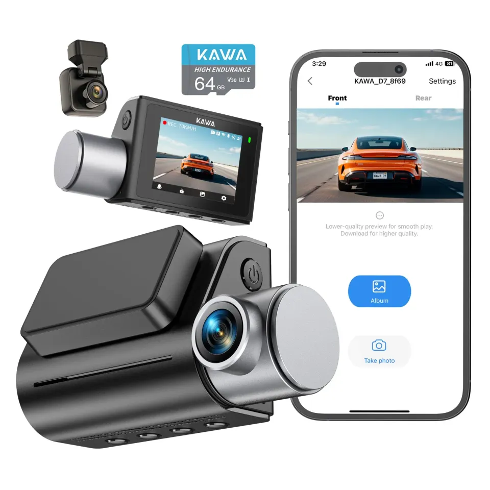 Kawa D7 dash cam auto doppia 4K GPS WiFi 64GB