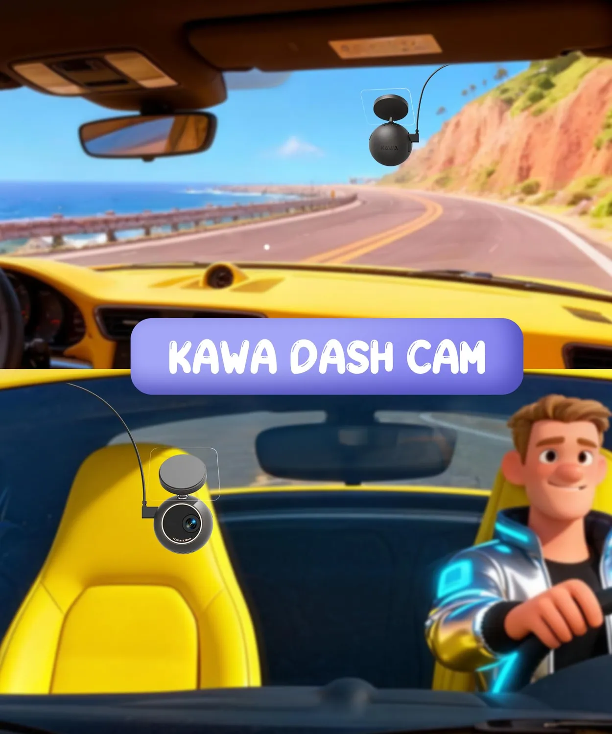 Kawa Orb Dash Cam 2K Sfera Mini Controllo Vocale WiFi