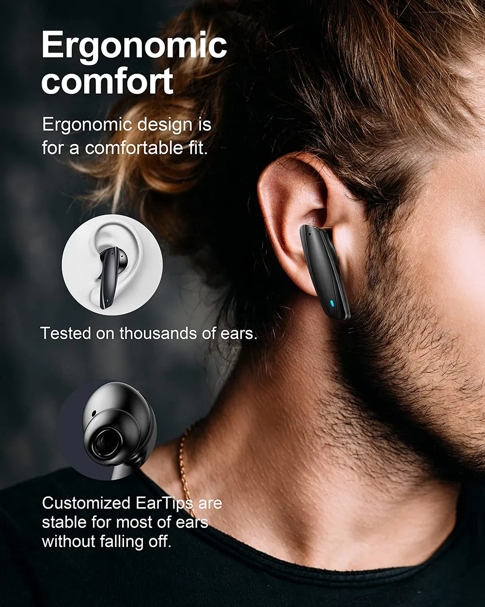 Guanda SM200 Auricolari Wireless Bluetooth Neri Touch