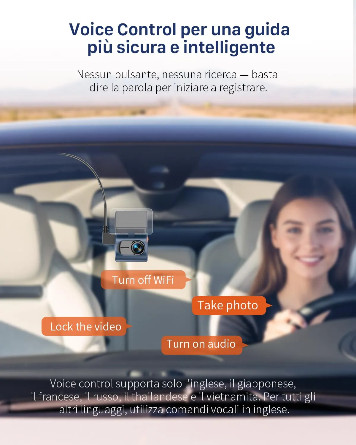 Kawa Dash Cam Auto 2K Mini Controllo Vocale WiFi Display Nascosto