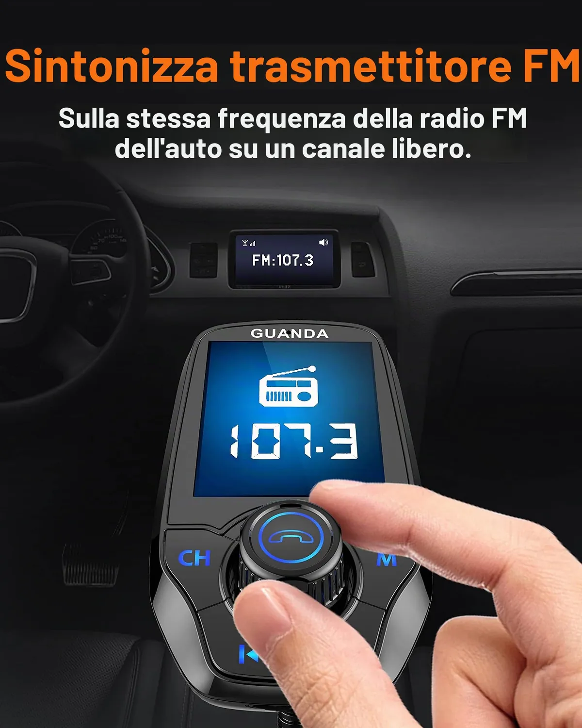 Guanda trasmettitore FM Bluetooth auto 1,8" 2 USB