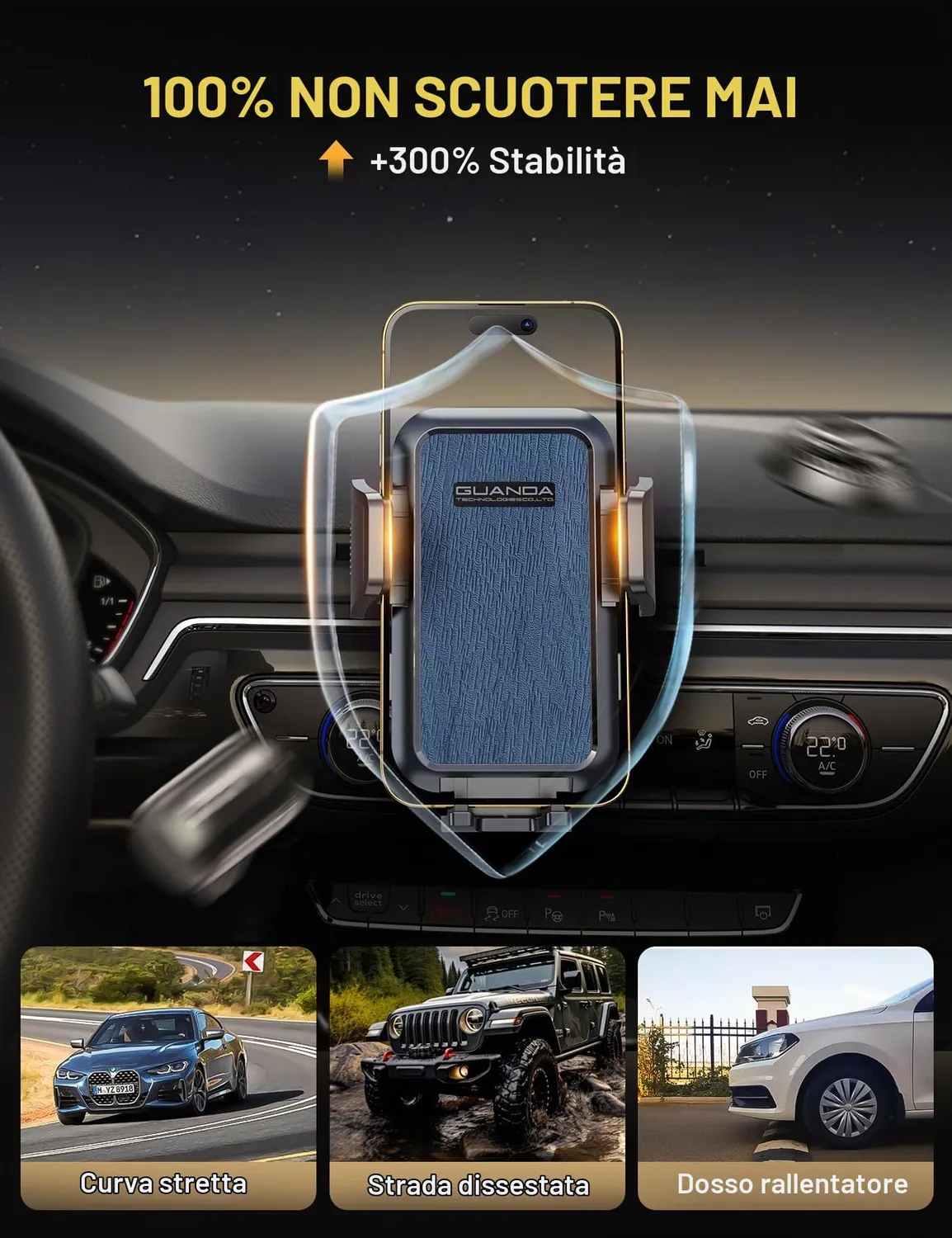 Guanda Slot CD supporto cellulare auto blu 360° custodie spesse