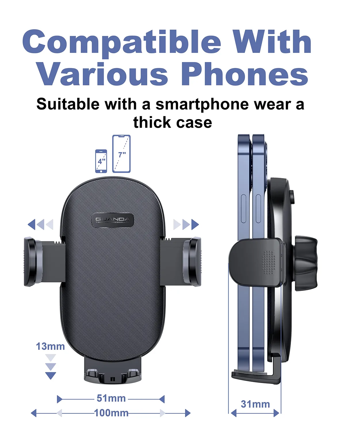 Guanda Supporto Telefono Auto Cruscotto Ventosa 3 in 1 Braccio 360