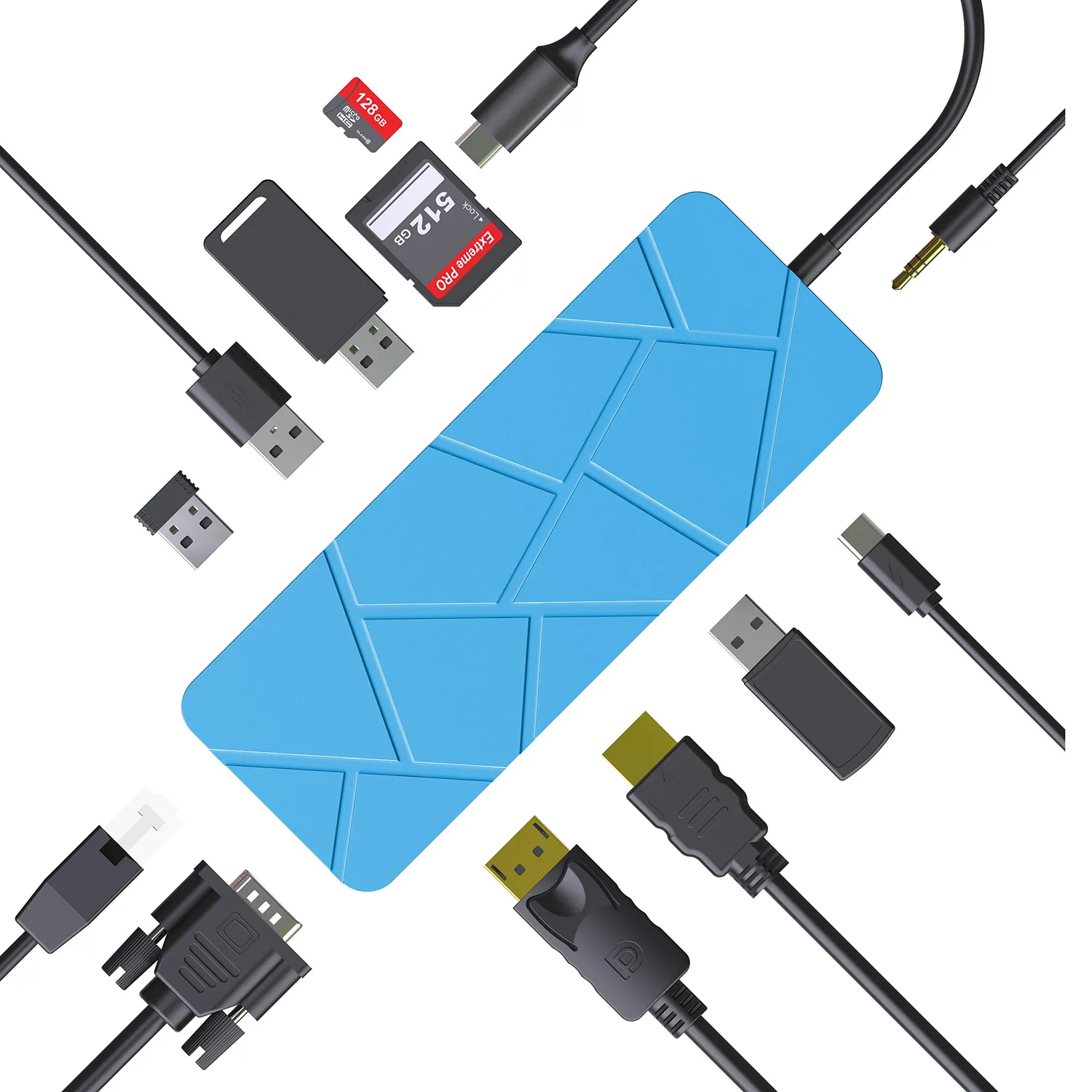Guanda GD1 hub USB-C 13 in 1 azzurro 4K