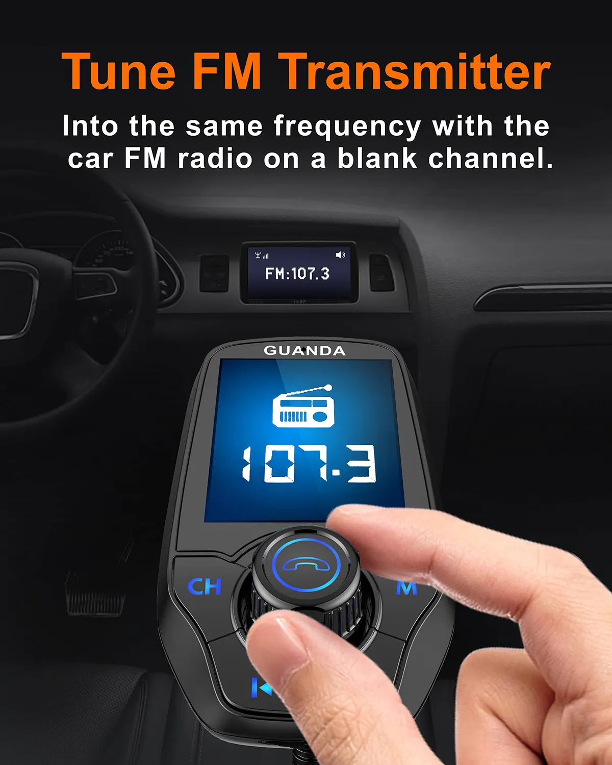 Guanda Trasmettitore FM Bluetooth Cassa Schermo 1.8'' 2 USB