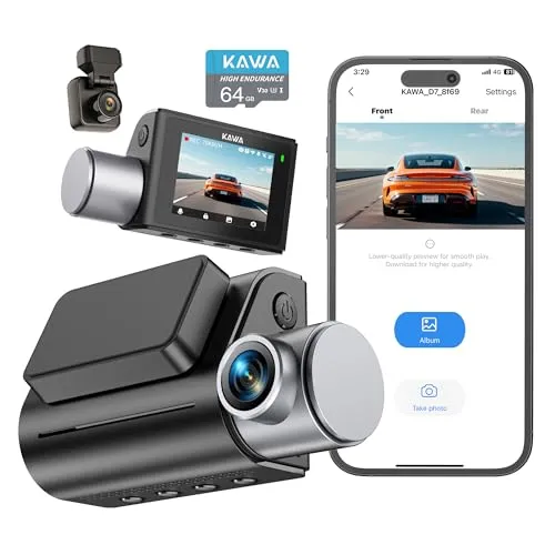Kawa D7 dash cam auto doppia 4K GPS WiFi 64GB