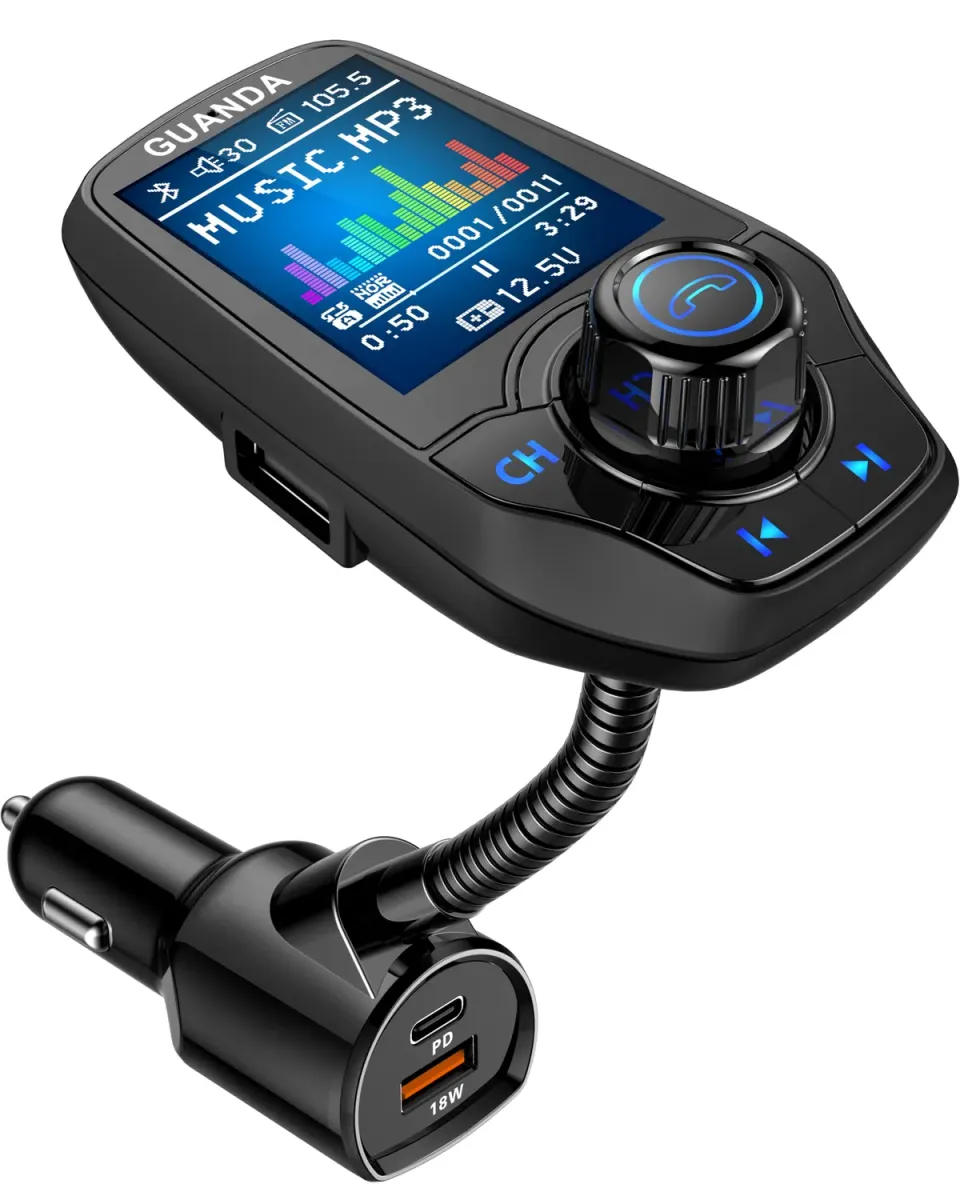 Guanda Trasmettitore FM Bluetooth Cassa Schermo 1.8'' 2 USB
