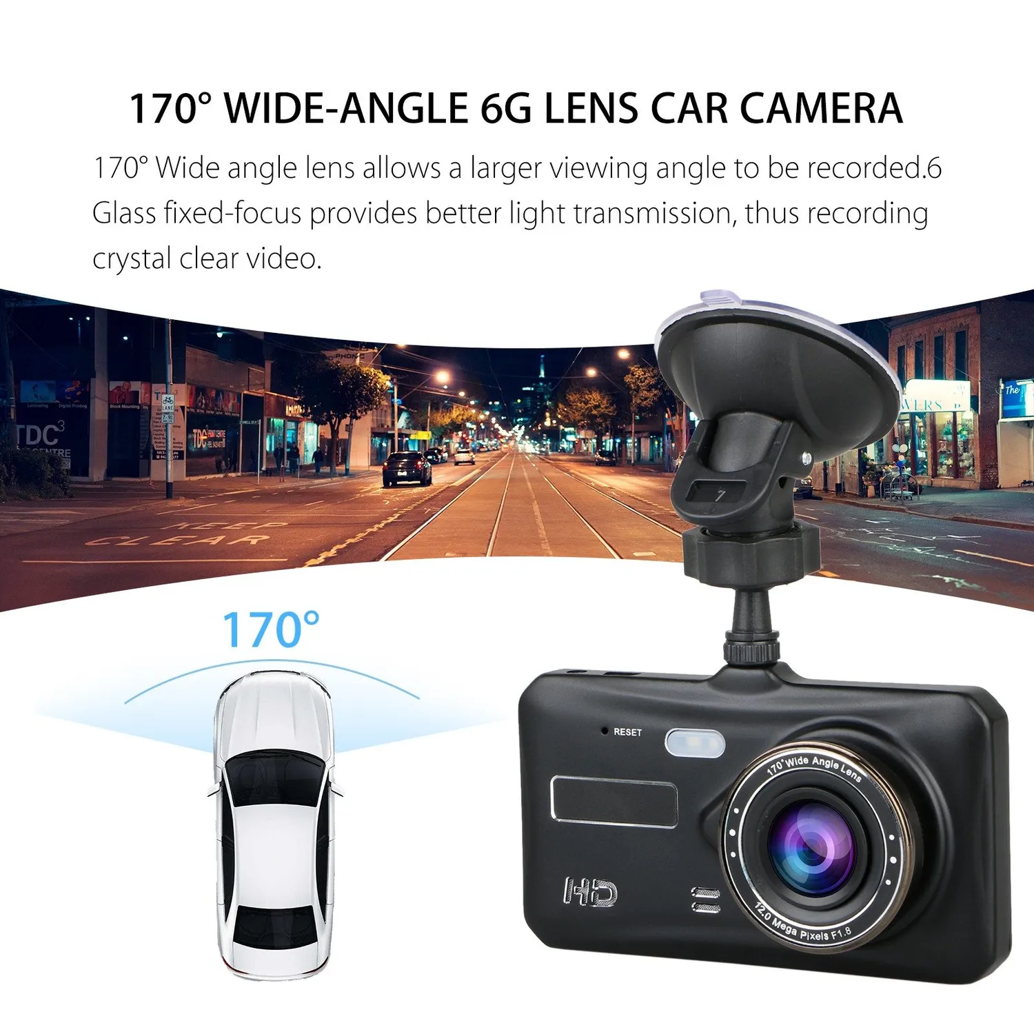 Jansite Dash Cam Anteriore Posteriore Auto Full HD Visione Notturna