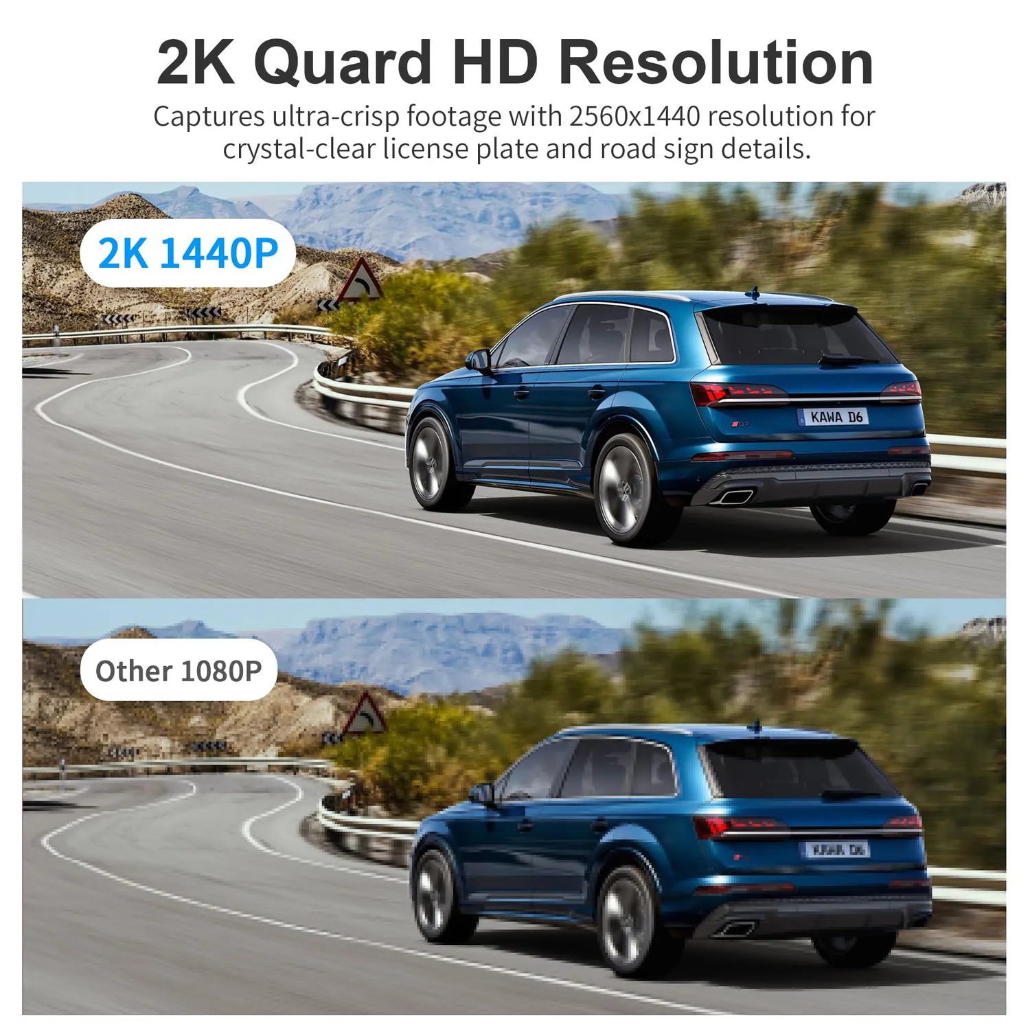 Kawa 2K dash cam auto QHD 1440P Wi-Fi 145° visione notturna