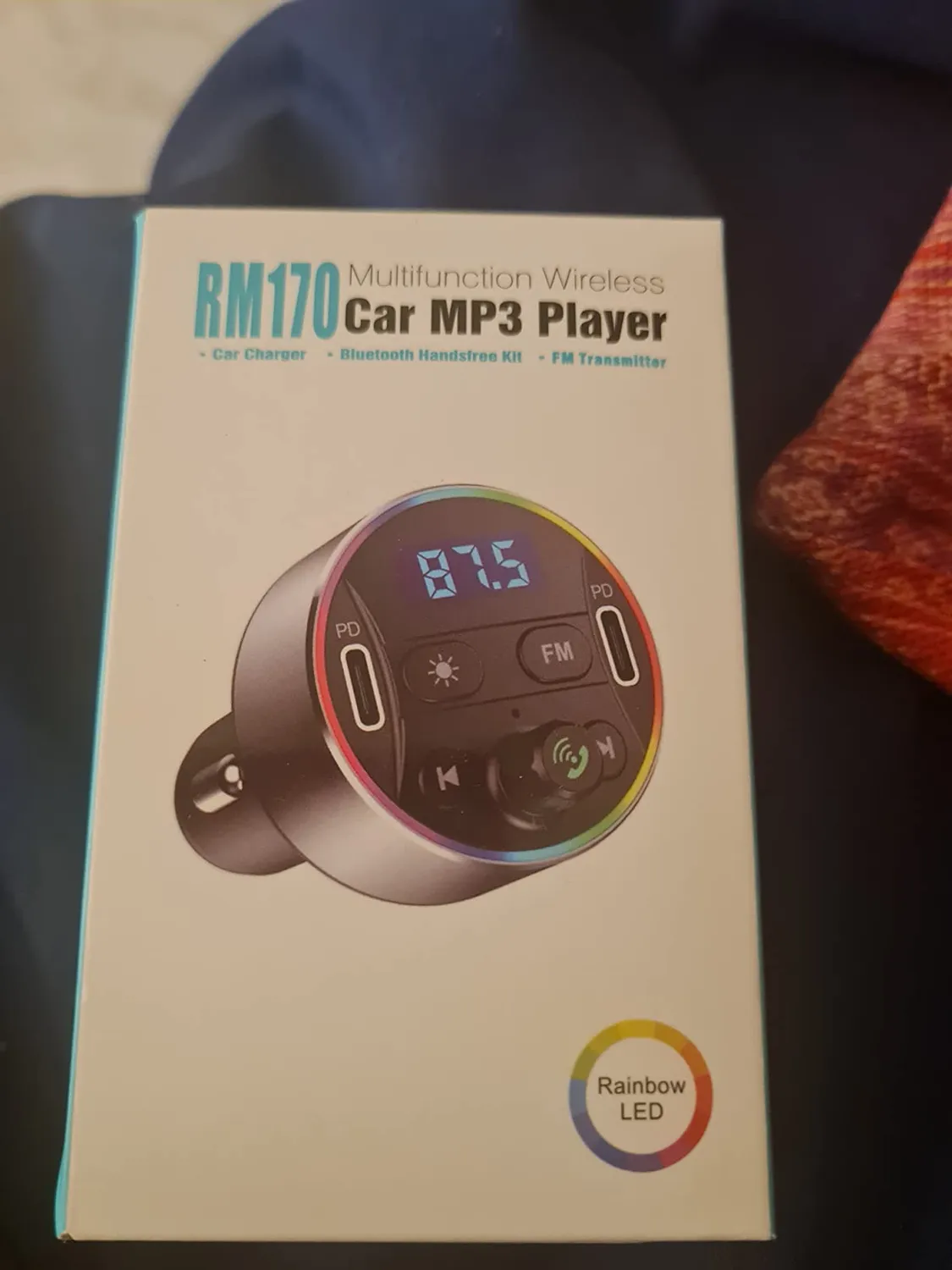 Guanda Bluetooth 5.3 Trasmettitore FM Auto PD 20W Luci LED 9 Colori