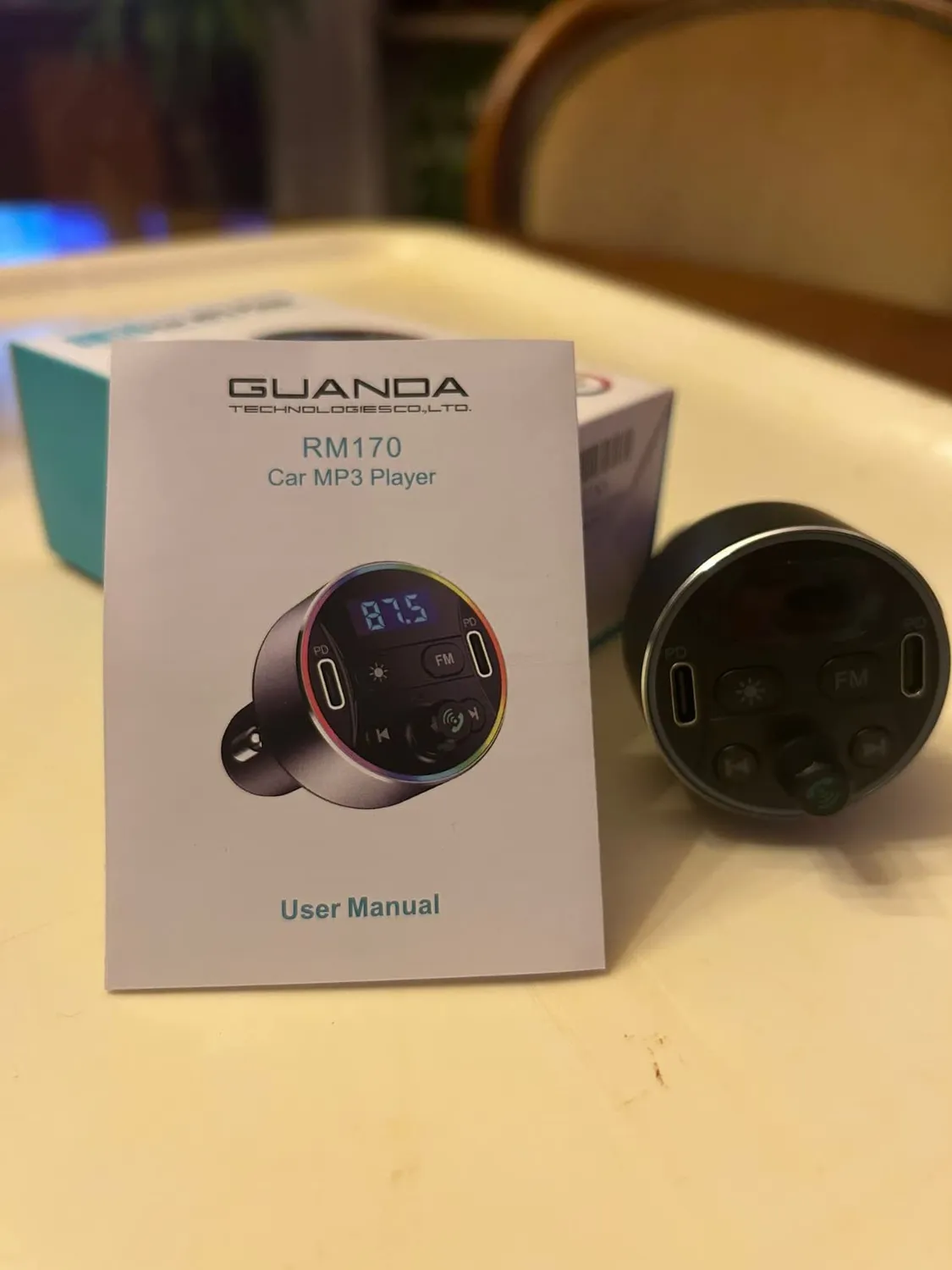 Guanda Bluetooth 5.3 Trasmettitore FM Auto PD 20W Luci LED 9 Colori