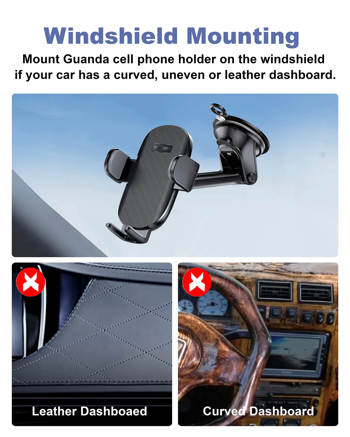 Guanda Supporto Telefono Auto Cruscotto Ventosa 3 in 1 Braccio 360