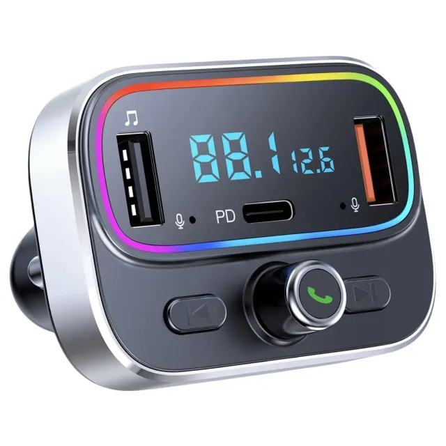 Guanda Trasmettitore FM Bluetooth Auto Doppio Microfono PD 20W LED