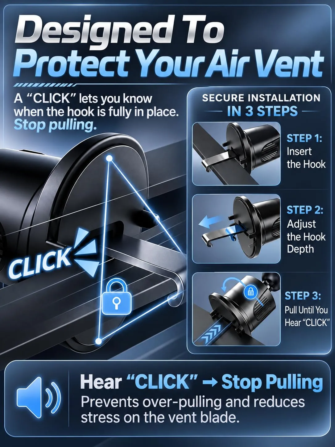 Guanda Ventilazione supporto telefono auto bocchetta nero
