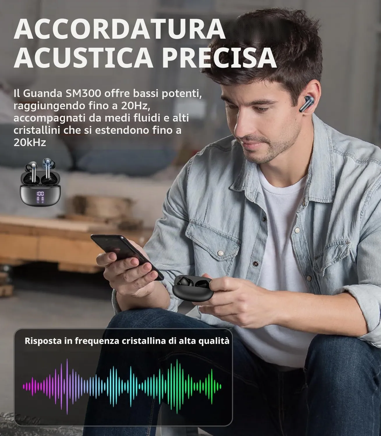 Guanda S42 auricolari wireless bluetooth IPX5 40 ore