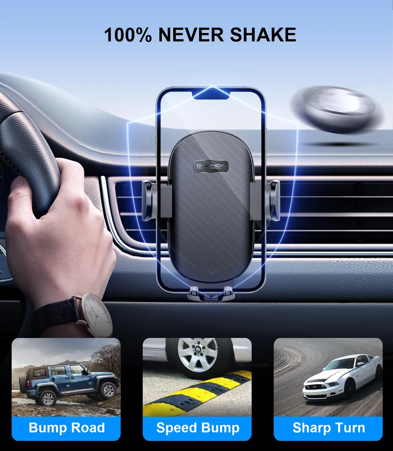 Guanda Porta Cellulare Auto Slot CD 360° 4-7''