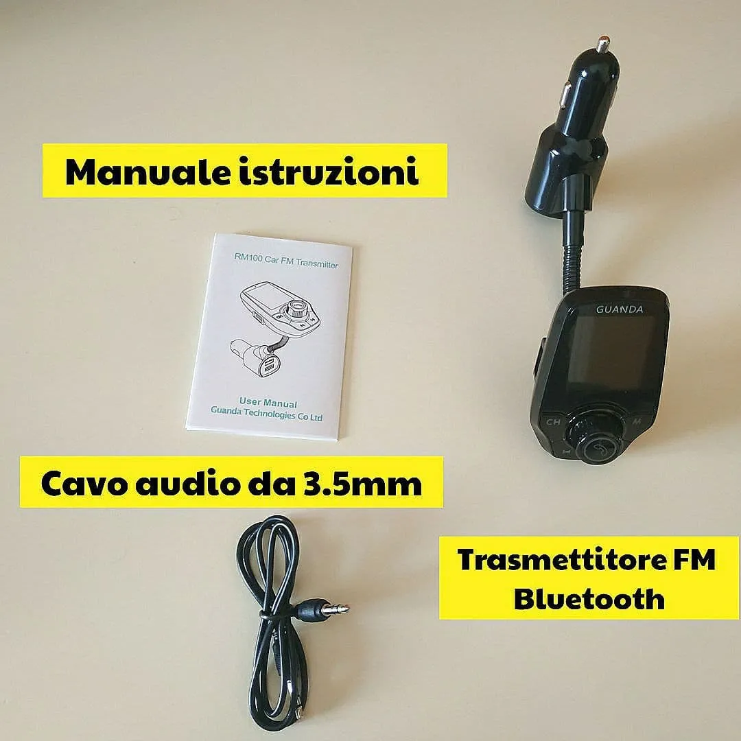 Guanda trasmettitore FM Bluetooth auto 1,8" 2 USB