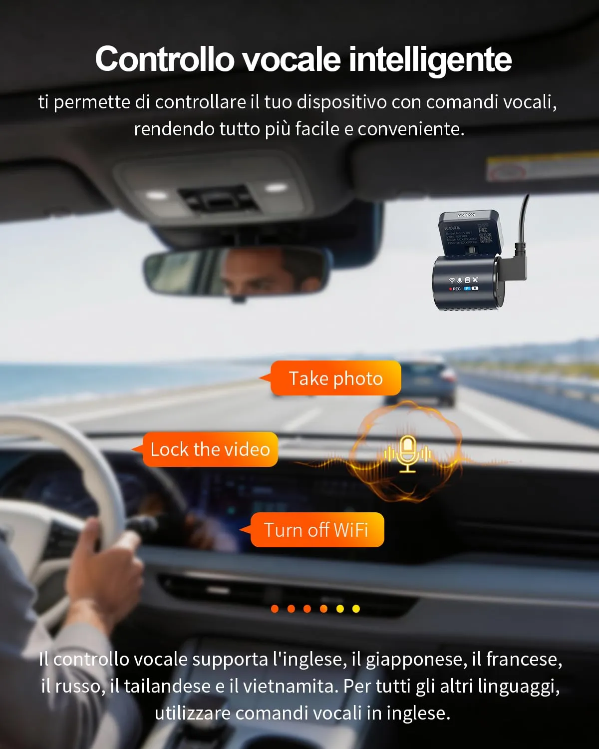 Kawa Mini Dash Cam 4K+1080P Anteriore Posteriore GPS NightEagle