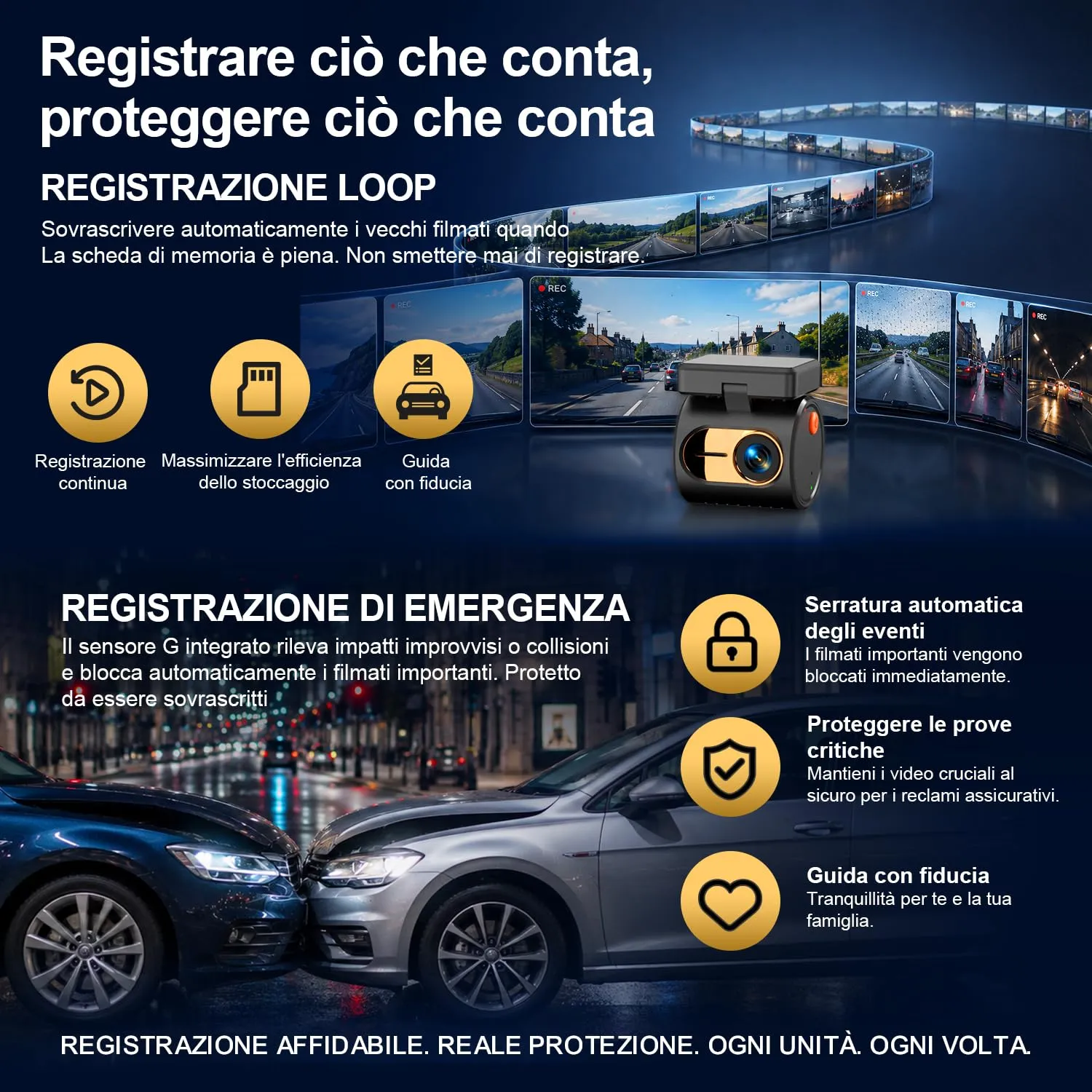 Kawa Mini Dashcam 4K Wi-Fi Vocale Carbone 64GB