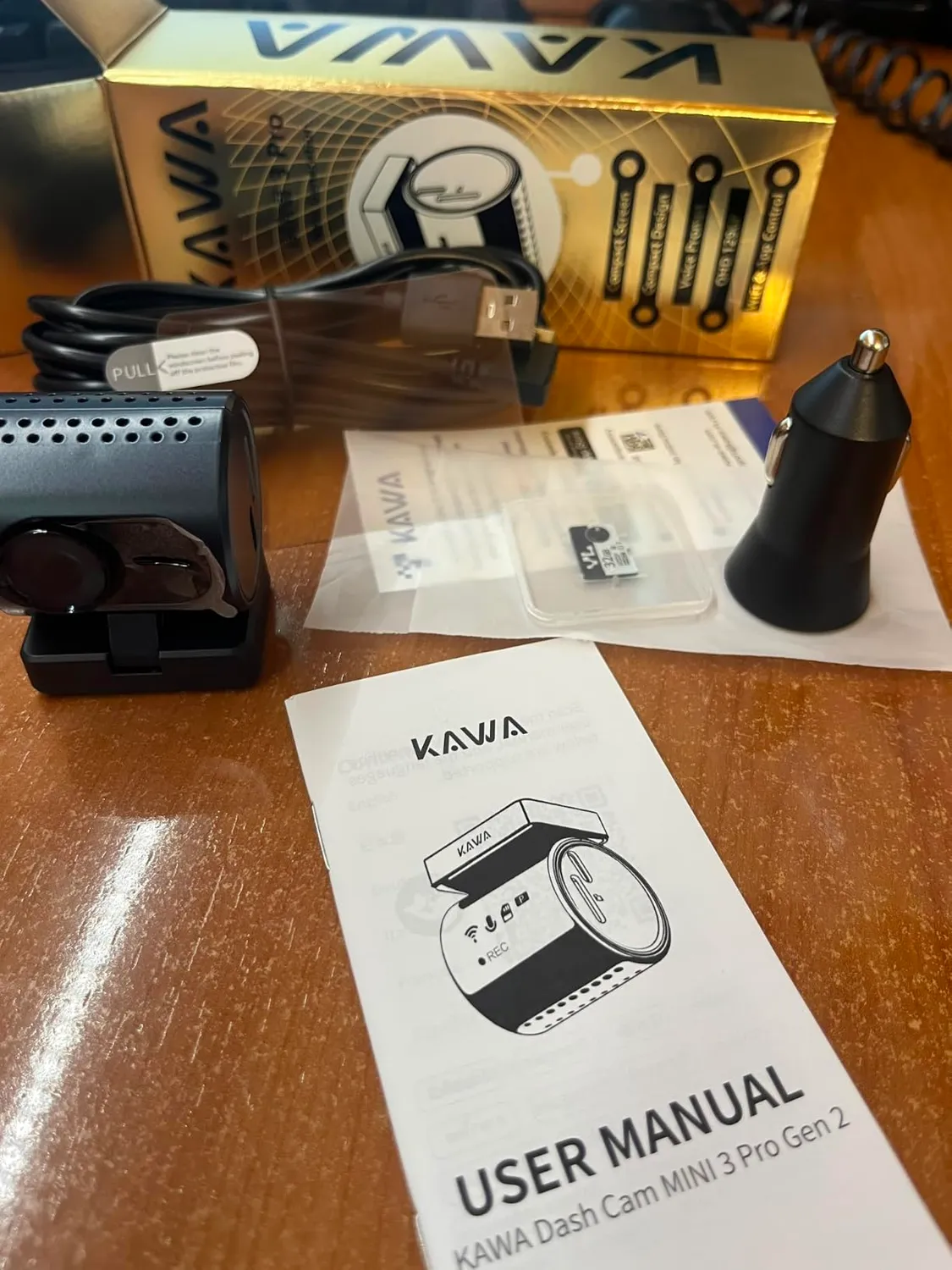 Kawa Dash Cam Auto 2K Mini Controllo Vocale WiFi Display Nascosto