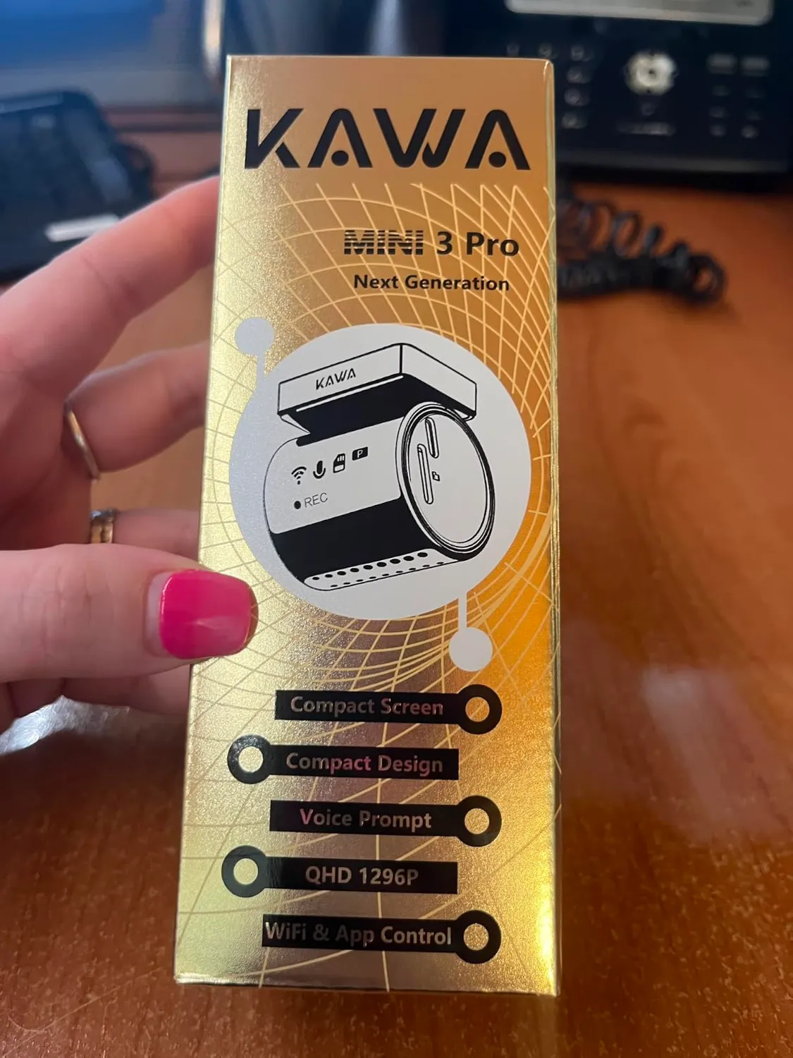 Kawa Dash Cam Auto 2K Mini Controllo Vocale WiFi Display Nascosto