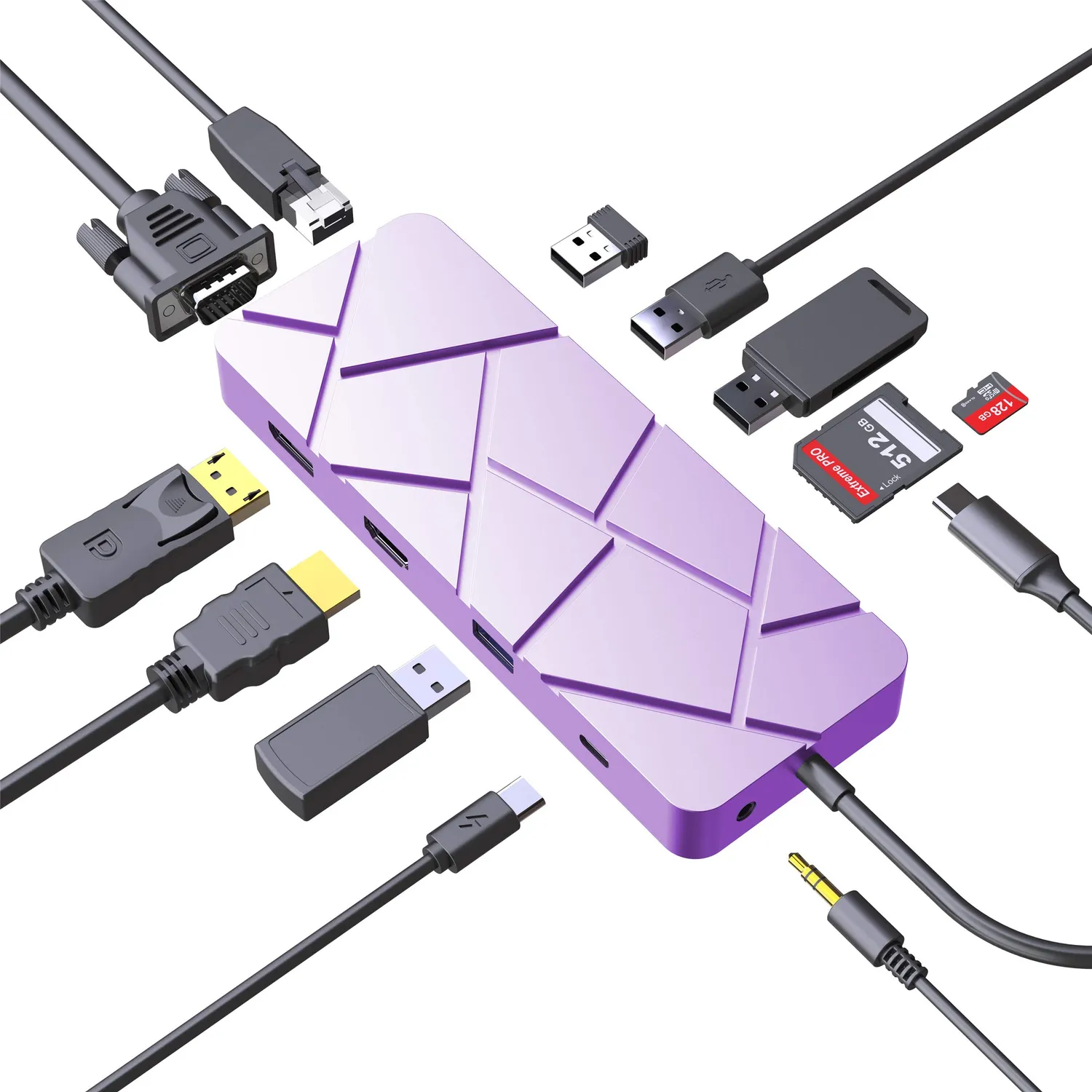 Guanda GD1 Hub USB-C 13 in 1 Grigio Triplo Display