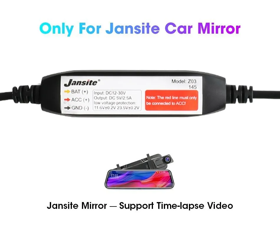 Jansite Hard Wire Kit Type-C alimentazione dash cam auto