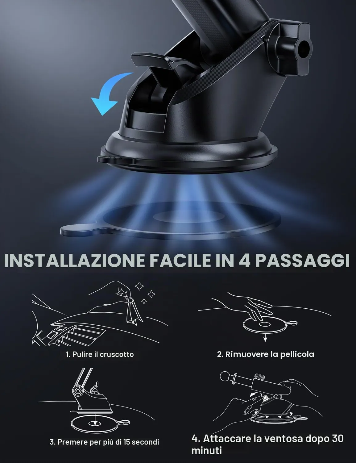 Guanda supporto telefono auto cruscotto oro ventosa