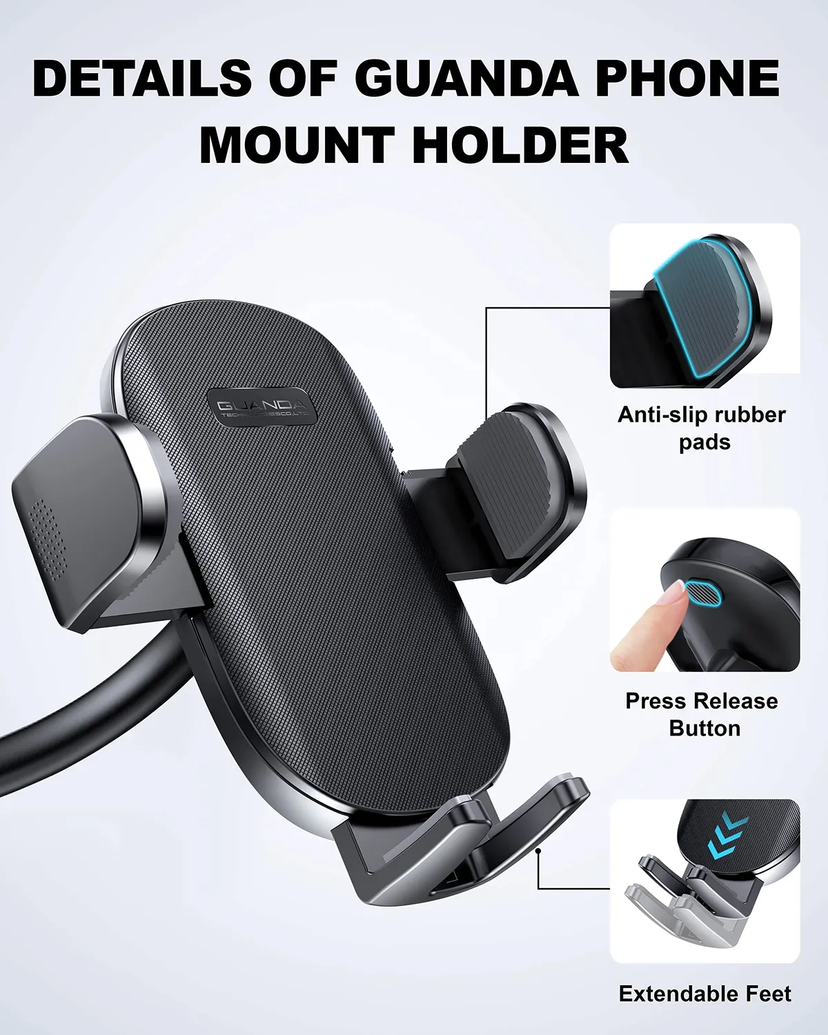Guanda supporto cellulare auto cruscotto parabrezza regolabile
