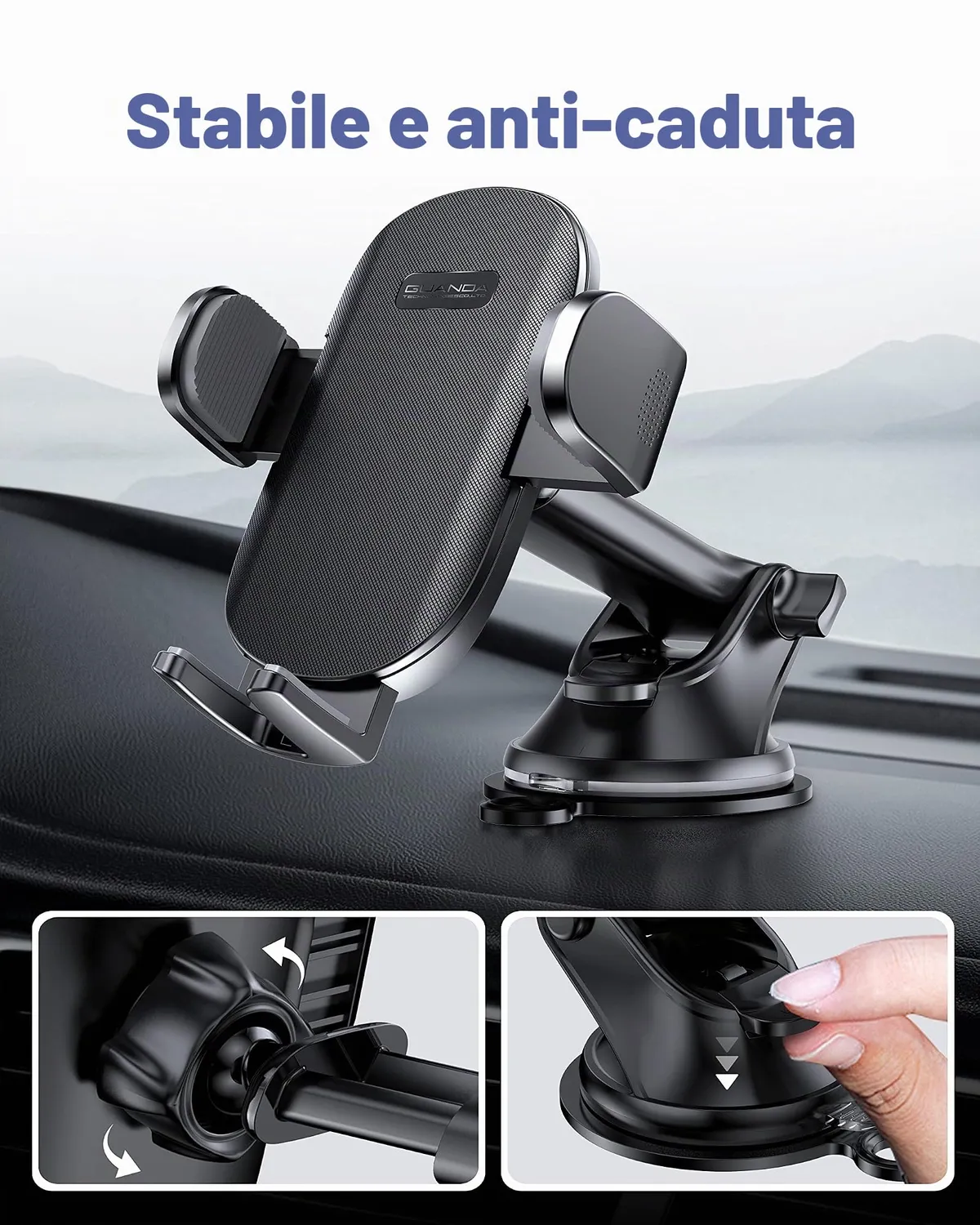 Guanda Supporto Telefono Auto Cruscotto Ventosa 3 in 1 Braccio 360