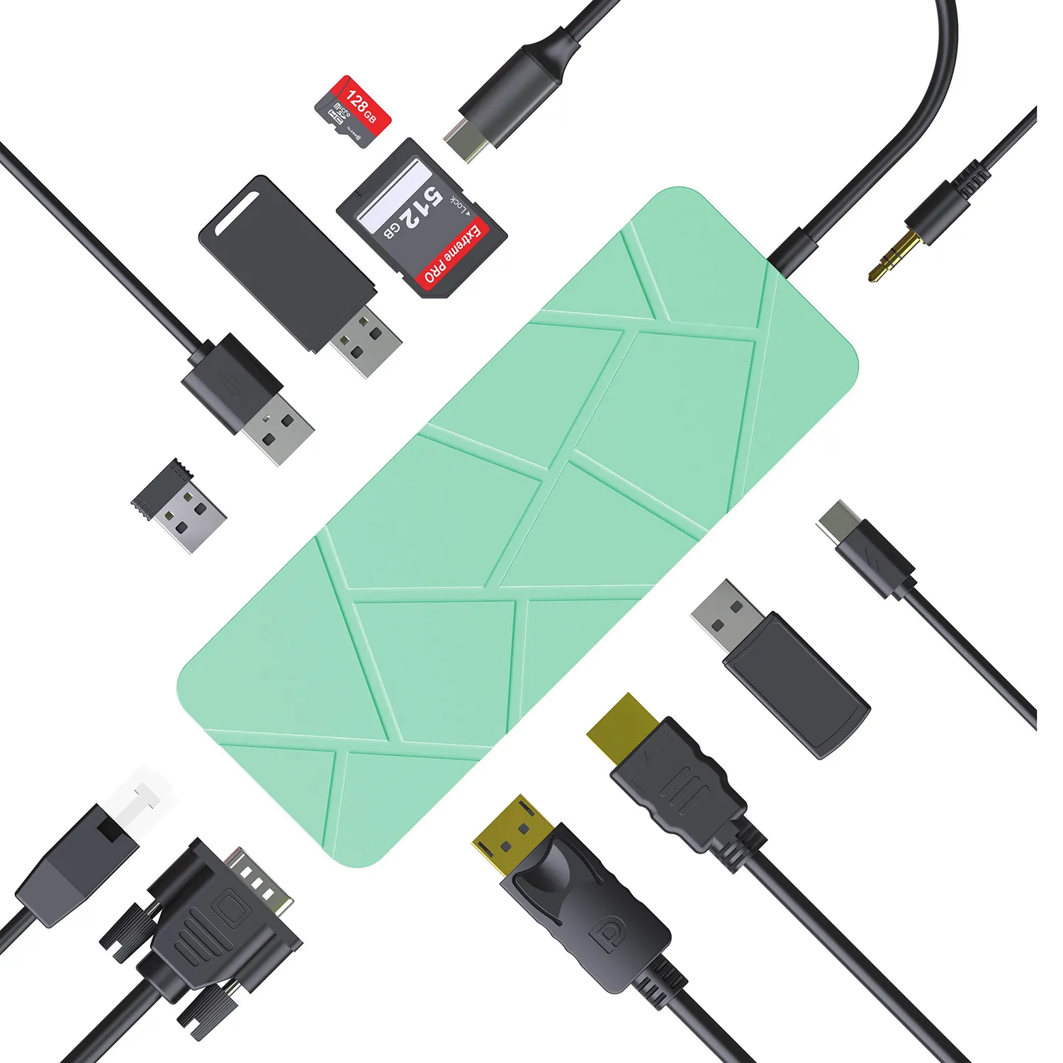 Guanda GD1 Hub USB-C 13 in 1 Verde Menta 4K